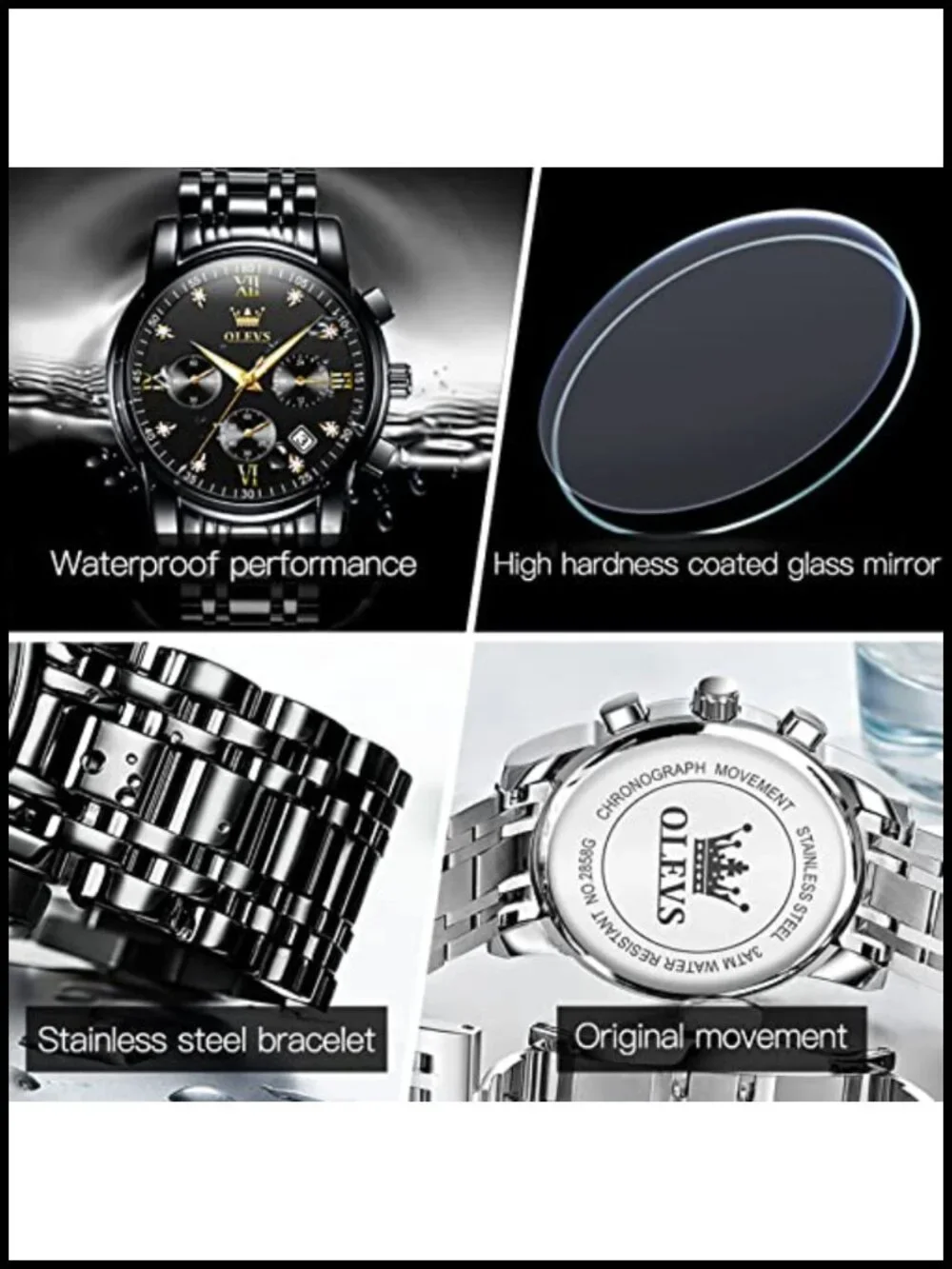 Men's Stainless Steel Quartz Analog Watch Waterproof Business Casual